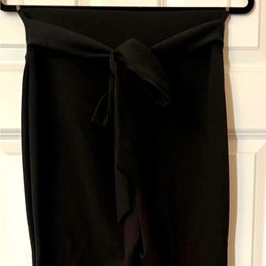 Black high waist dress pant with tie waist detail